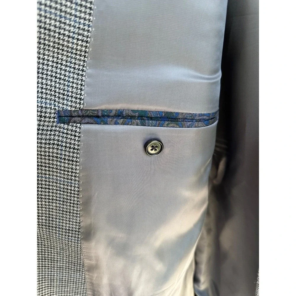 Lauren Ralph Lauren Men's 52L Blazer‎ Sport Coat Houndstooth Grey Black 52 Long
